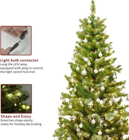 img 2 attached to 🎄 Pre-lit Artificial Christmas Fir Tree - New One 5 Feet Christmas Tree with 303 Branch Tips, 400L Microdot LED Warm White Lights