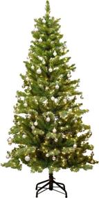 img 4 attached to 🎄 Pre-lit Artificial Christmas Fir Tree - New One 5 Feet Christmas Tree with 303 Branch Tips, 400L Microdot LED Warm White Lights