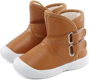 img 3 attached to Warm Winter Snow Boots for Toddler Boys and Girls with Rubber Sole