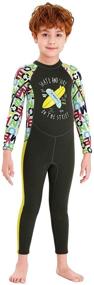 img 1 attached to JELEUON Little Kids UV Protection Neoprene Swimsuits with Long Sleeves - Keep Them Warm while Diving!