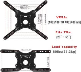 img 3 attached to 📺 Highly Functional Full Motion Articulating TV Wall Mount | Fits 26"-55" LED LCD Plasma Flat Screen | Holds up to 60 lb | VESA 400x400 | Heavy-Duty Design