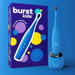 img 4 attached to 🦷 Enhance Kids' Oral Health with BURSTkids Electric Toothbrush - Soft Charcoal Bristles, Small Head, Comfort Grip, 2-Minute Timer, 2 Modes - Blue