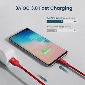 img 3 attached to 🔌 Кабель RAMPOW USB C 2-шт., 3,3 фута, быстрая зарядка QC3.0, тип C (3A) - нейлоновая оплетка для Samsung Galaxy S10+/S10/S20/S8/Note 9/10, G7/V20, красный USB C зарядный устройство.