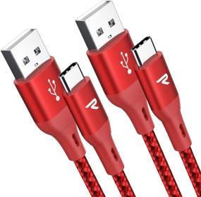 img 4 attached to 🔌 Кабель RAMPOW USB C 2-шт., 3,3 фута, быстрая зарядка QC3.0, тип C (3A) - нейлоновая оплетка для Samsung Galaxy S10+/S10/S20/S8/Note 9/10, G7/V20, красный USB C зарядный устройство.