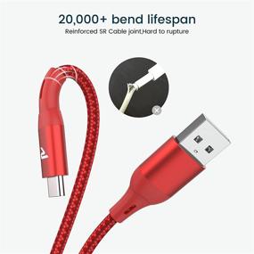 img 2 attached to 🔌 Кабель RAMPOW USB C 2-шт., 3,3 фута, быстрая зарядка QC3.0, тип C (3A) - нейлоновая оплетка для Samsung Galaxy S10+/S10/S20/S8/Note 9/10, G7/V20, красный USB C зарядный устройство.