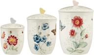 🦋 lenox butterfly meadow 3-piece canister set: vibrant and versatile storage solution, 6.60 lb, multi logo