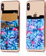 flamingos stretchy stick-on wallet card holder phone pocket for iphone, android, and smartphones - pack of two logo