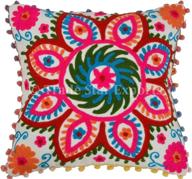 trade star exports pom pom pillow cover: bohemian suzani pillows 16x16, outdoor cushions cover, decorative pillow cases logo