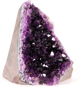 img 4 attached to 💜 Amethyst Cluster - 0.5-1 lbs of Vibrant Deep Purple Crystals. Geode Originating from Uruguay. Bonus Inclusion: 3-inch Selenite Wand