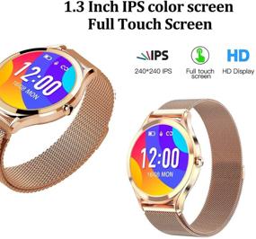 img 2 attached to 🌟 1.3" Full Touch Color Screen Smart Watch for Women and Men - Fitness Tracker Compatible with iOS and Android Phone, IP67 Waterproof Activity Tracker with Heart Rate, Sleep Monitor, and Step Counter (Gold)