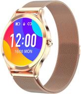 🌟 1.3" full touch color screen smart watch for women and men - fitness tracker compatible with ios and android phone, ip67 waterproof activity tracker with heart rate, sleep monitor, and step counter (gold) logo