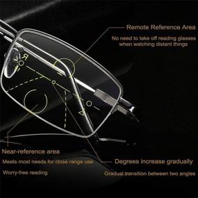 img 1 attached to 👓 Black MWAH Titanium Alloy Half Frame Reading Glasses for Men - Computer + Blue Light Blocking, Progressive Multifocal, No Line, 2.5x Magnification