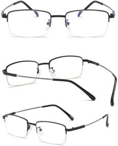 img 3 attached to 👓 Black MWAH Titanium Alloy Half Frame Reading Glasses for Men - Computer + Blue Light Blocking, Progressive Multifocal, No Line, 2.5x Magnification