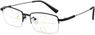 👓 black mwah titanium alloy half frame reading glasses for men - computer + blue light blocking, progressive multifocal, no line, 2.5x magnification logo