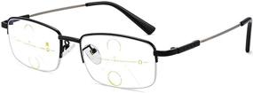 img 4 attached to 👓 Black MWAH Titanium Alloy Half Frame Reading Glasses for Men - Computer + Blue Light Blocking, Progressive Multifocal, No Line, 2.5x Magnification