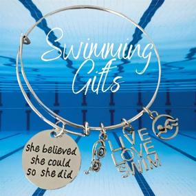 img 2 attached to 🏊 Swimming Bracelet - Swim Charm Bangle Bracelet - Swim She Believed She Could Jewelry - Perfect Gift For Swimmers: Enhance Your Online Visibility!