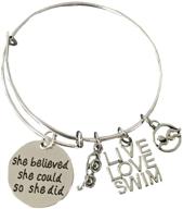 🏊 swimming bracelet - swim charm bangle bracelet - swim she believed she could jewelry - perfect gift for swimmers: enhance your online visibility! logo