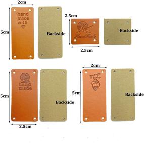 img 3 attached to 🔖 40 Count PU Leather Handmade Tags with Buttonholes, Embossed Embellished Labels for Crafts, Knitting, Crochet, Jeans, Bags, Shoes, Hats (4 Styles)