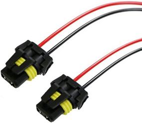 img 1 attached to Enhance Your Lighting Setup with iJDMTOY (2) 900-Series 9005 9006 Female Adapter Wiring Harness Sockets Wire for Headlights and Fog Lights