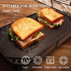 img 1 attached to 🍳 Sensarte Nonstick Griddle Grill Pan - Pro-Grid Reversible, Two Burner Cast Aluminum Griddle - Portable for Indoor Stovetop or Outdoor BBQ - 19.5" x 10.7