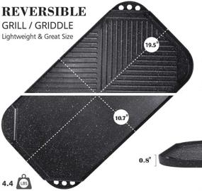 img 3 attached to 🍳 Sensarte Nonstick Griddle Grill Pan - Pro-Grid Reversible, Two Burner Cast Aluminum Griddle - Portable for Indoor Stovetop or Outdoor BBQ - 19.5" x 10.7