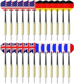 img 4 attached to Ohuhu 24 Pcs Steel Tip Darts with National Flag Flights (4 Styles) - Dart Metal Tip Set, Copper Barrels, Professional Metal Dart Darts for Dartboard, Includes 6 Extra PVC Dart Rods