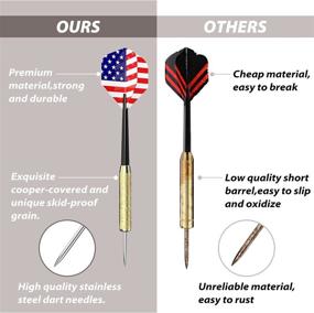 img 1 attached to Ohuhu 24 Pcs Steel Tip Darts with National Flag Flights (4 Styles) - Dart Metal Tip Set, Copper Barrels, Professional Metal Dart Darts for Dartboard, Includes 6 Extra PVC Dart Rods