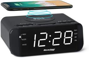img 4 attached to 📻 Цифровой будильник-радио REACHER: беспроводная зарядка, светодиодный дисплей и FM-радио для спальни
