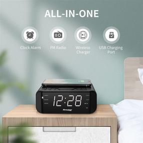 img 3 attached to 📻 REACHER Digital Alarm Clock Radio: Wireless Charging, LED Display & FM Radio for Bedroom