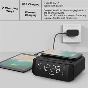 img 2 attached to 📻 REACHER Digital Alarm Clock Radio: Wireless Charging, LED Display & FM Radio for Bedroom