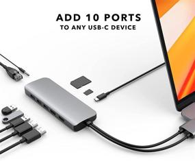 img 3 attached to Gray MacBook Pro Docking Station, HyperDrive 10-in-2 USB C Dock with Dual Monitor HDMI 4K@60Hz, 60W USBC Power Delivery, Gigabit Ethernet, Dual USB-C Hub Adapter for M1 MacBook Pro Air, Chromebook