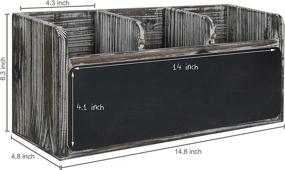 img 2 attached to 🔥 Torched Wood Kitchen Flatware and Silverware Caddy with 3 Compartments, Chalkboard Front Panel - Countertop Utensil Holder by MyGift