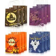 бумажные пакеты для угощений на хэллоуин: набор из 12-штук конфетных пакетов с ручками для принятия на вечеринке к хэллоуин noselesli. логотип