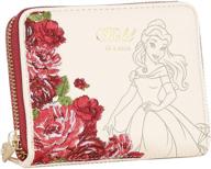 🌹 loungefly disney belle flowers mini zip wallet - faux leather, perfect for disney fans and beauty and the beast lovers! logo