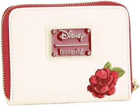 img 2 attached to 🌹 Loungefly Disney Belle Flowers Mini Zip Wallet - Faux Leather, Perfect for Disney Fans and Beauty and the Beast Lovers!