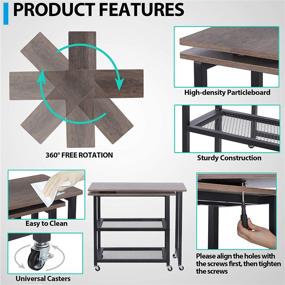 img 2 attached to 🛋️ LaFuria 360° Rotating Grey Sofa Side Table with 2-Tier Steel Storage Shelves, Mobile End Table and Laptop Table, Equipped with 6 Universal Casters for Home Office