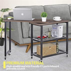 img 3 attached to 🛋️ LaFuria 360° Rotating Grey Sofa Side Table with 2-Tier Steel Storage Shelves, Mobile End Table and Laptop Table, Equipped with 6 Universal Casters for Home Office