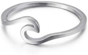 img 1 attached to 🌊 Ocean Sea Wave Stainless Steel Vacation Holiday Promise Ring