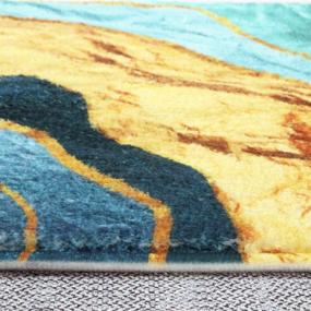 img 2 attached to 🌟 LIVEBOX Marble Area Rug Runner: Modern Abstract Gold and Turquoise Distressed Faux Wool 2x4.3ft