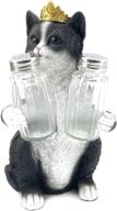 🐱 black & white kitty cat glass salt and pepper shaker set with holder figurine - decorative kitten statues & sculptures and pet kitchen table decor gifts for cat lovers by bellaa 20126 логотип