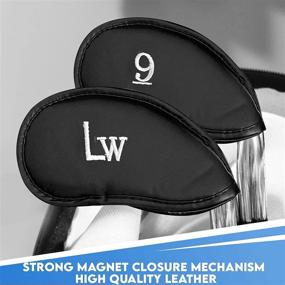 img 2 attached to 🏌️ All Teed Up Premium Magnetic Leather Iron and Wedge Club Head Covers - Set of 10 | Fits Most Clubs | Embroidered Club Label on Both Sides