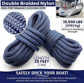 img 3 attached to 🛥️ WAVESRX Premium Dock Line 5/8” x 25’: Ideal Mooring Rope for Larger Boats with Low Stretch, High Shock Absorption, and Resistance to Sun and Saltwater, Includes 15” Spliced Eyelet and Storage Bag