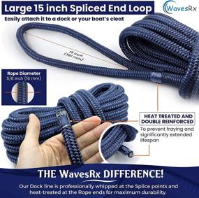 img 1 attached to 🛥️ WAVESRX Premium Dock Line 5/8” x 25’: Ideal Mooring Rope for Larger Boats with Low Stretch, High Shock Absorption, and Resistance to Sun and Saltwater, Includes 15” Spliced Eyelet and Storage Bag