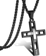 🕊️ men's fashion cross pendant necklace - stainless steel 2 tone, christian cross chain - 24 inches logo