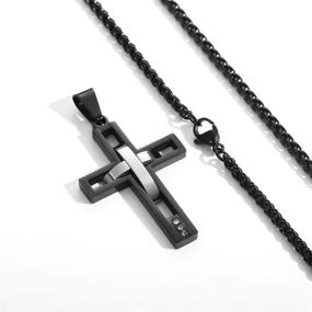 img 1 attached to 🕊️ Men's Fashion Cross Pendant Necklace - Stainless Steel 2 Tone, Christian Cross Chain - 24 Inches