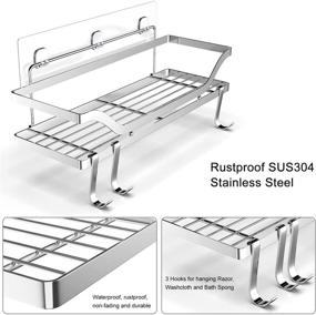 img 1 attached to 🛁 FANHAO Крепежная душевая корзина с крючками – ржавчины не поддаётся органайзер для шампуня и кондиционера, полка для ванной комнаты из нержавеющей стали SUS304, предназначенная для монтажа на стену без сверления – система хранения