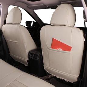 img 2 attached to 🚗 EKR Custom Fit Full Set Car Seat Covers - Leatherette (Beige) for Nissan Rogue 2014-2020