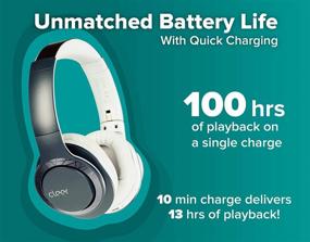 img 1 attached to Cleer Audio Enduro 100 Беспроводные наушники с Bluetooth - накладные, быстрая зарядка, легкий вес, подкастинг, 100-часовая батарея, полная зарядка на 4 дня воспроизведения, возможность прослушивания музыки и звонков, бесщеточный динамик (темно-синий).