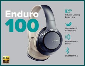 img 3 attached to Cleer Audio Enduro 100 Беспроводные наушники с Bluetooth - накладные, быстрая зарядка, легкий вес, подкастинг, 100-часовая батарея, полная зарядка на 4 дня воспроизведения, возможность прослушивания музыки и звонков, бесщеточный динамик (темно-синий).
