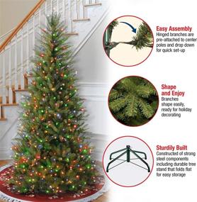 img 1 attached to National Tree Company Pre-Lit 6.5ft Slim Dunhill Fir Christmas Tree, Green with Multicolor Lights - Includes Stand